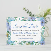 Boho Prachtige sapphire Blue Floral slaat de datum Save The Date (Staand voorkant)