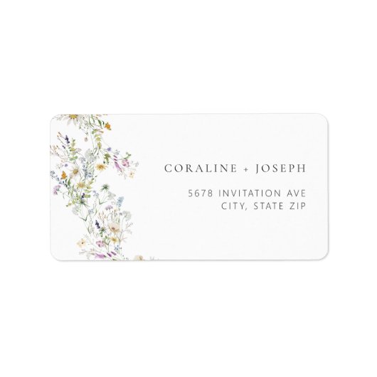 Boho Prairie Wildflower Wedding Address Label (Voorkant)