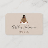 Boho Pregnant Lady Illustration Birthing Coach Visitekaartje (Voorkant)