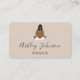 Boho Pregnant Lady Illustration Birthing Coach Visitekaartje