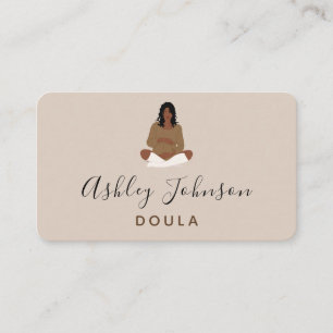 Boho Pregnant Lady Illustration Birthing Coach Visitekaartje