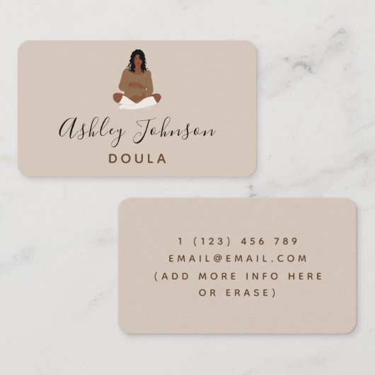 Boho Pregnant Lady Illustration Birthing Coach Visitekaartje (Voorkant / Achterkant)
