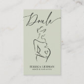 Boho Pregnant Lady Line Art Doula Midwife QRCODE  Visitekaartje (Voorkant)