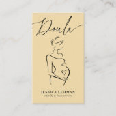 Boho Pregnant Lady Line Art Doula Midwife QRCODE Visitekaartje (Voorkant)