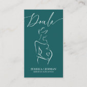 Boho Pregnant Lady Line Art Doula Midwife QRCODE  Visitekaartje (Voorkant)