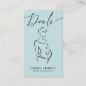 Boho Pregnant Lady Line Art Doula Midwife QRCODE  Visitekaartje (Voorkant)