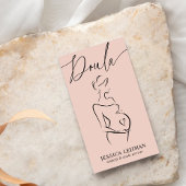 Boho Pregnant Lady Line Art Doula Midwife QRCODE  Visitekaartje