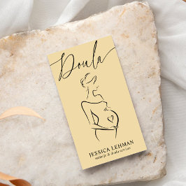 Boho Pregnant Lady Line Art Doula Midwife QRCODE Visitekaartje