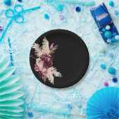 Boho Premium Rozen Burgundy Black Wedding Papieren Bordje (Feest)