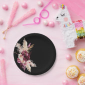 Boho Premium Rozen Burgundy Black Wedding Papieren Bordje (Feest)