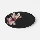 Boho Premium Rozen Burgundy Black Wedding Papieren Bordje (Gekanteld)