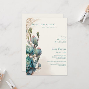 Boho Princess Cactus & Bows Baby shower Kaart