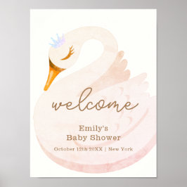 Boho Princess Swan Girl Baby shower Welkom Poster