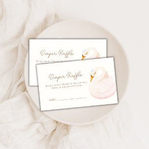 Boho Princess Swan Girl Luier Raffle Baby shower Informatiekaartje