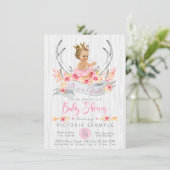 Boho Princess Tribal Antler Baby shower Kaart (Staand voorkant)