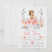 Boho Princess Tribal Antler Baby shower Kaart (Voorkant / Achterkant)
