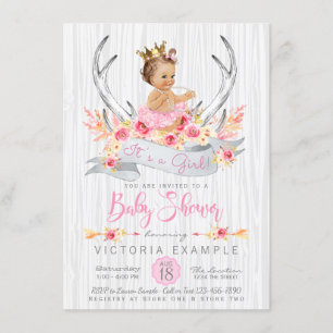 Boho Princess Tribal Antler Baby shower Uitnodigin Kaart