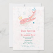 Boho Princess Whale Girl Baby Shower-uitnodigingen (Voorkant)