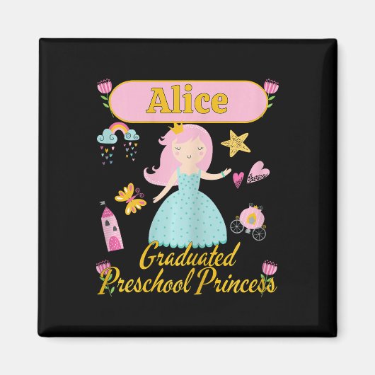 Boho Prinses Alice 2026 Gepersonaliseerde Preschoo Magneet (Voorkant)