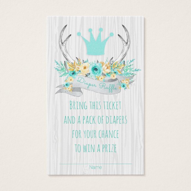 Boho Prinses Antler Tribal Luier Raffle Tickets Visitekaartjes (Voorkant)