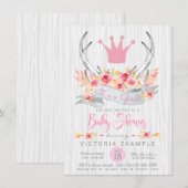Boho Prinses Geweih Stam Baby Shower Uitnodiging (Voorkant / Achterkant)