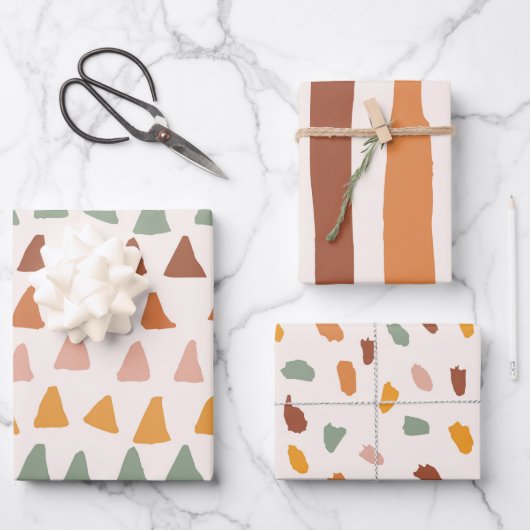 Boho Print Doodle Shapes Happy Colours Patterns Inpakpapier Vel (Voorkant)