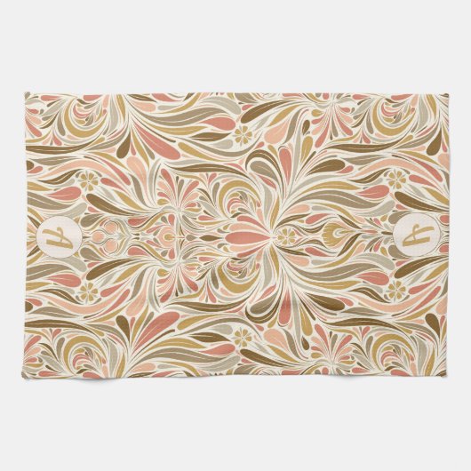 Boho Print met Retro Monogram Theedoek (Horizontaal)