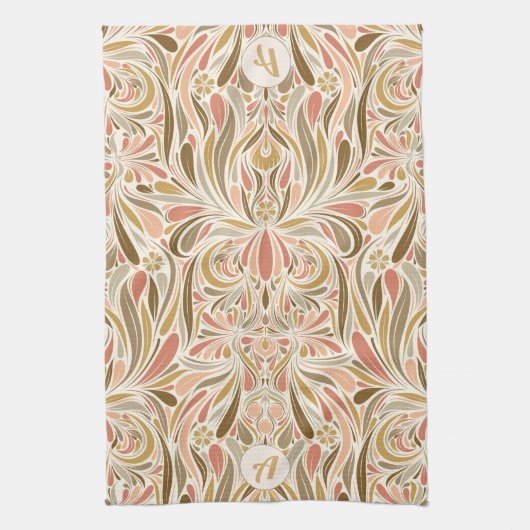Boho Print met Retro Monogram Theedoek (Verticaal)