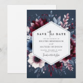 Boho Printable Bourgogne Save The Date (Voorkant / Achterkant)