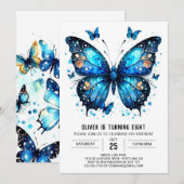 Boho Printable Butterfly Boy Verjaardag Kaart (Voorkant / Achterkant)
