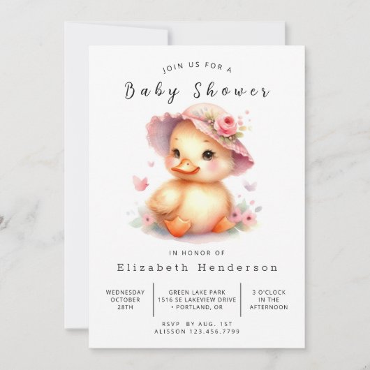 Boho Printable Duck Baby shower Kaart (Voorkant)