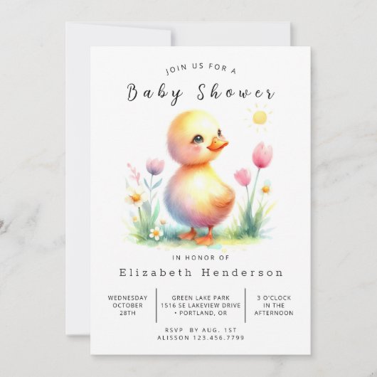 Boho Printable Duck Baby shower Kaart (Voorkant)