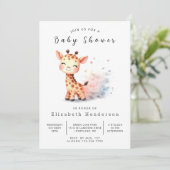 Boho Printable Giraffe Baby shower Kaart (Staand voorkant)