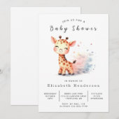 Boho Printable Giraffe Baby shower Kaart (Voorkant / Achterkant)