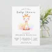 Boho Printable Giraffe Baby shower Kaart (Staand voorkant)