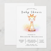 Boho Printable Giraffe Baby shower Kaart (Voorkant / Achterkant)