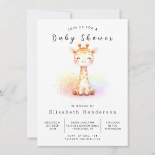 Boho Printable Giraffe Baby shower Kaart