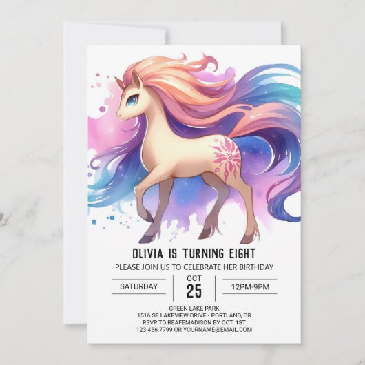 Boho Printable Horse Verjaardag Kaart (Voorkant)