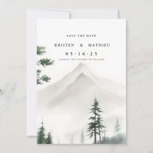 Boho Printable Mountain Save The Date (Voorkant)