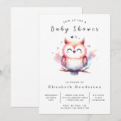 Boho Printable Owl Baby shower Kaart (Voorkant / Achterkant)