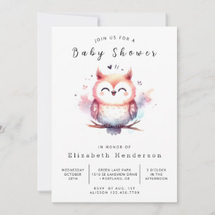 Boho Printable Owl Baby shower Kaart