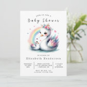 Boho Printable Swan Baby shower Kaart (Staand voorkant)