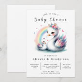 Boho Printable Swan Baby shower Kaart (Voorkant / Achterkant)