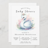 Boho Printable Swan Baby shower Kaart (Voorkant / Achterkant)