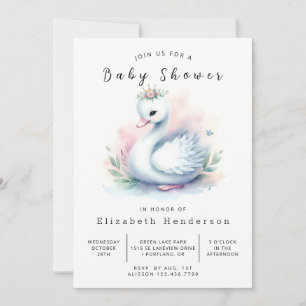 Boho Printable Swan Baby shower Kaart
