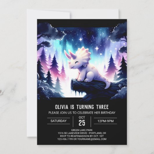 Boho Printable Triceratops Verjaardag Kaart (Voorkant)