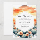 Boho Printbare Cactus Bruiloft Save The Date (Voorkant / Achterkant)