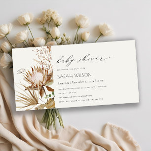 Boho Protea Dried Palm Floral Baby shower Invite Bedankkaart