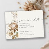 Boho Protea Dried Palm Floral Save the Date Kaart