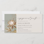 Boho Protea Dried Palm Floral Verloving Invite Bedankkaart (Voorkant)